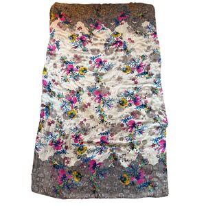 Vintage Pura Seta Pure 100% Silk Scarf Made Italy Floral Paisley Colorful  72x42